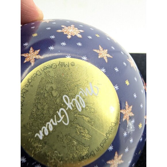 Set of 2 Ornaments Milly Green Tin Spherical Christmas Star stripes Santa READ - Picture 9 of 16